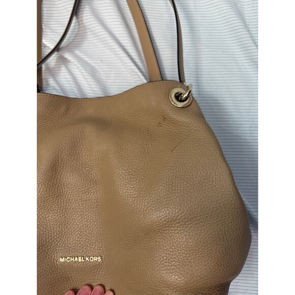 Michael Kors Raven Tan Leather Shoulder Tote Bag Purse Gs - Picture 5 of 7